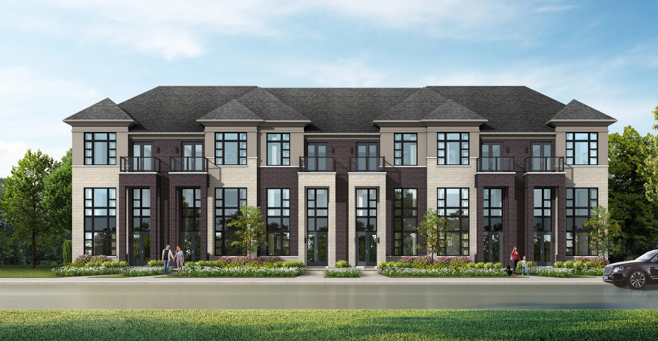 Five Oaks rear-lane townhome rendering