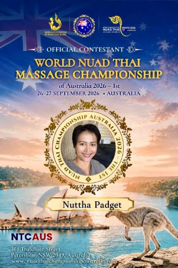 Nuttha Padget, official contestant at the World Nuad Thai Massage Championship of Australia 2026