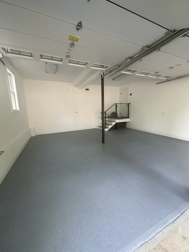 Finished epoxy garage floor after coating in West Long Branch, NJ