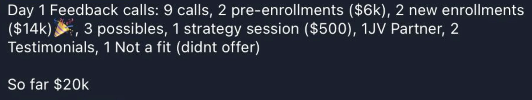 Client testimonial screenshot