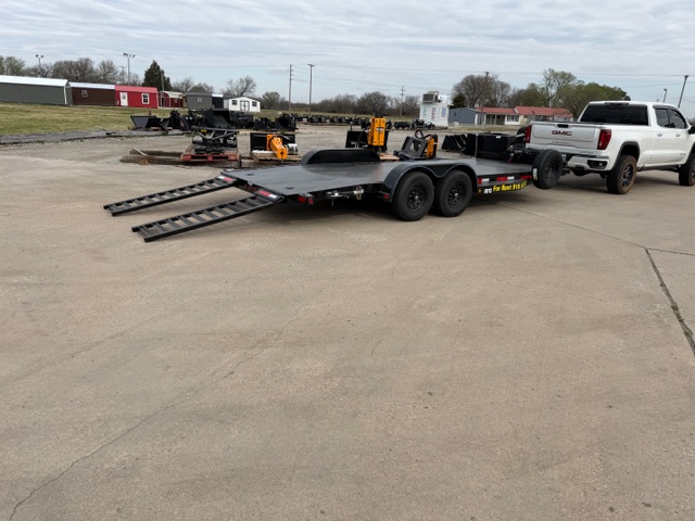 Top Hat 20 foot car hauler trailer rental with winch in Collinsville, OK