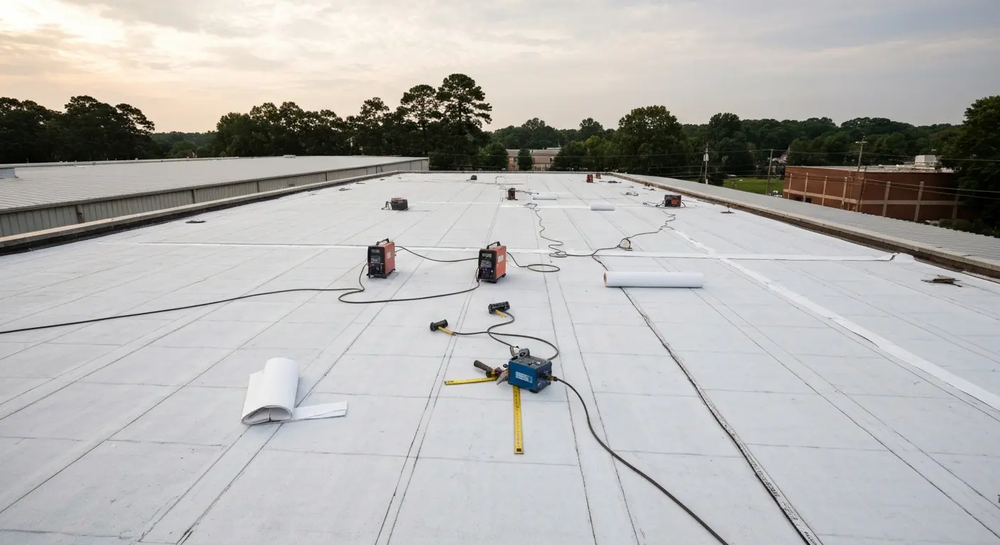 Commercial TPO membrane roof repair
