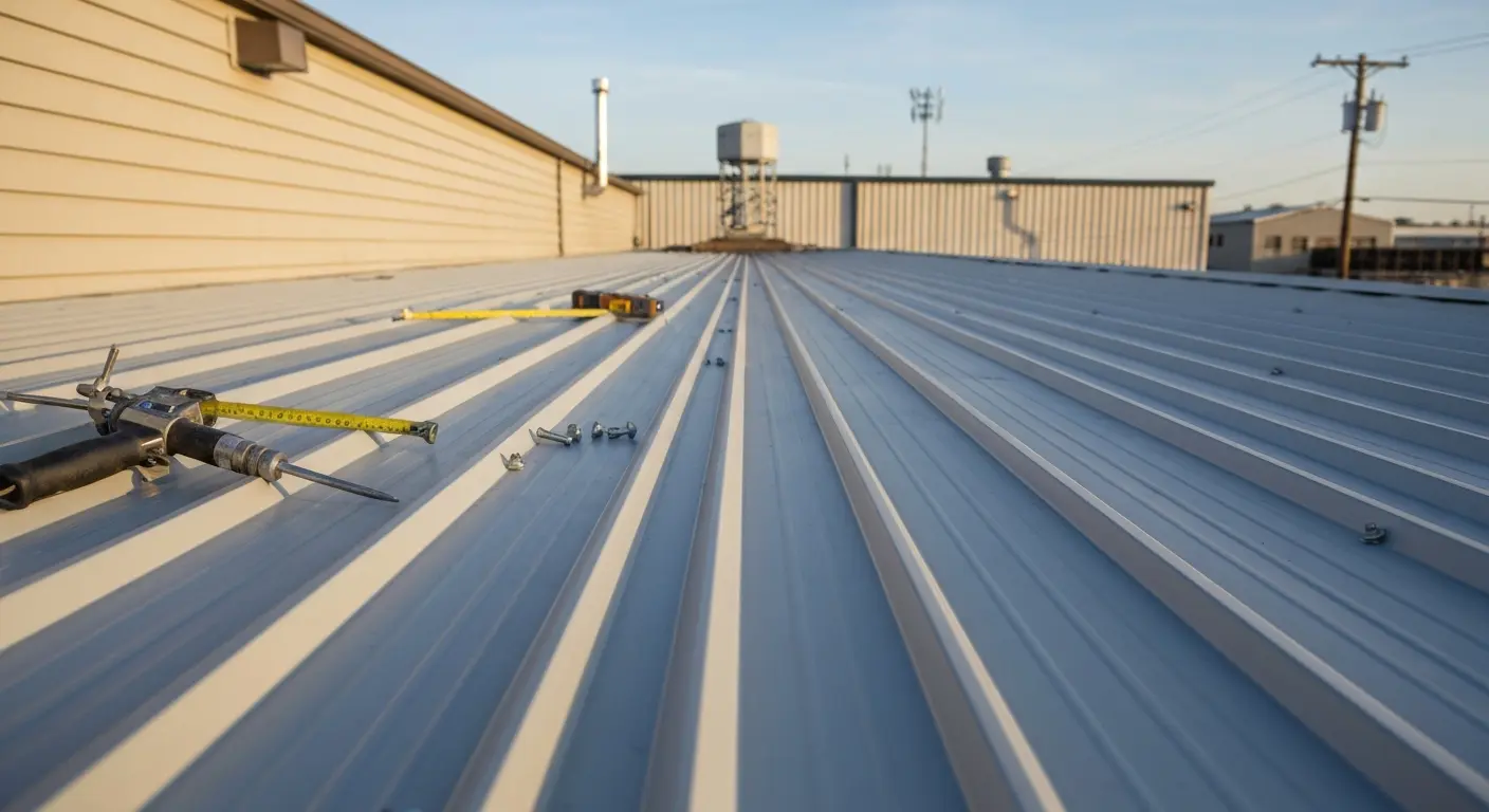 Commercial metal roof repair and fastener work