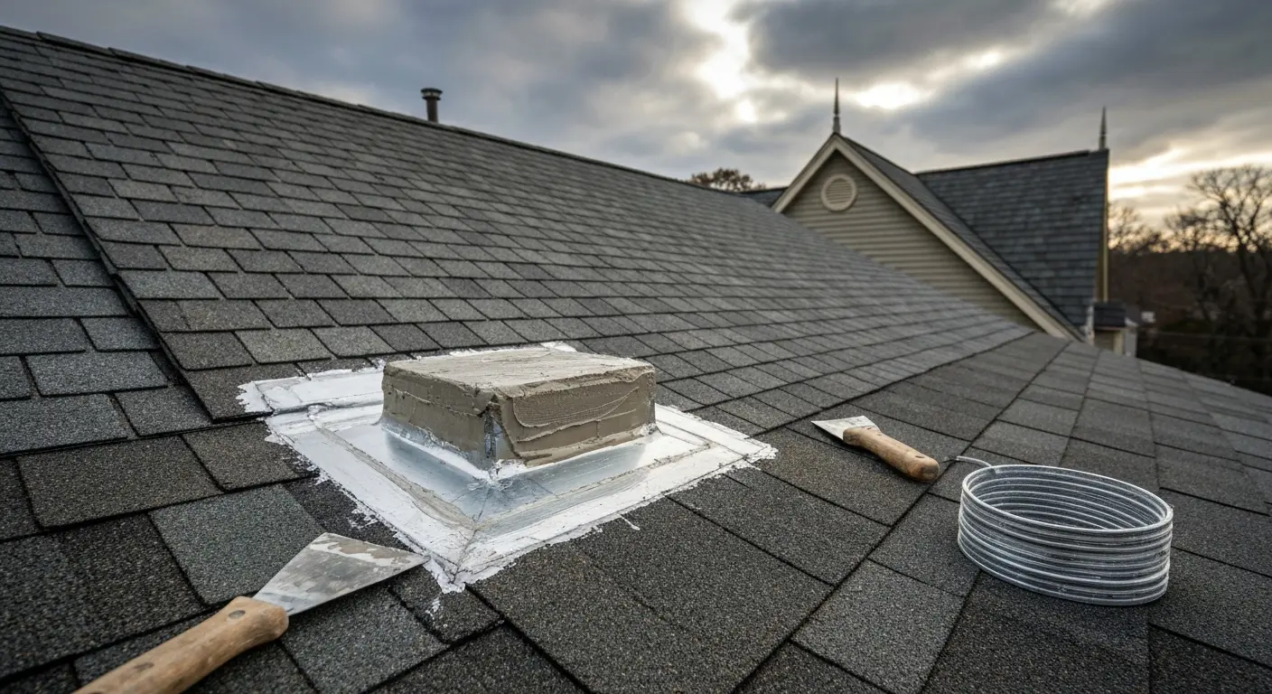 Roof repair in progress