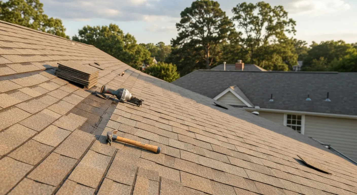 Roof repair in progress