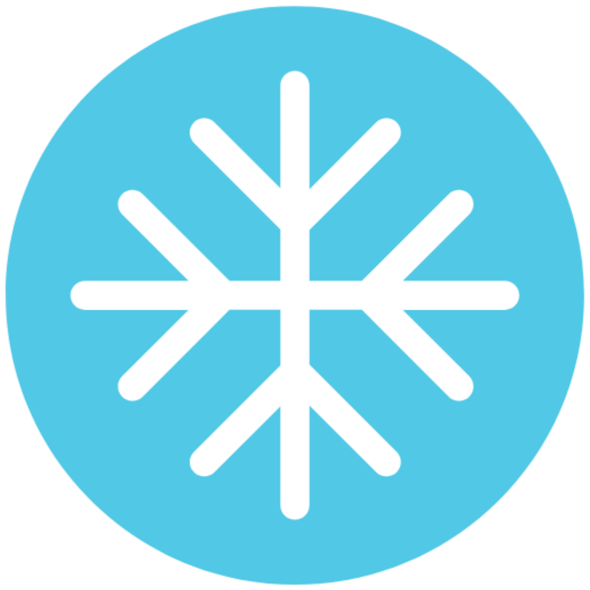 Tempur SmartCool icon of a white snowflake in a light blue circle.