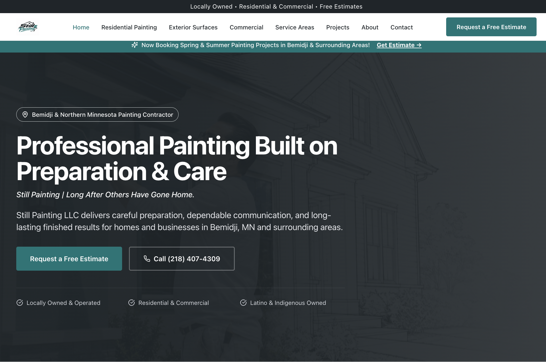 Still Painting LLC Website Homepage