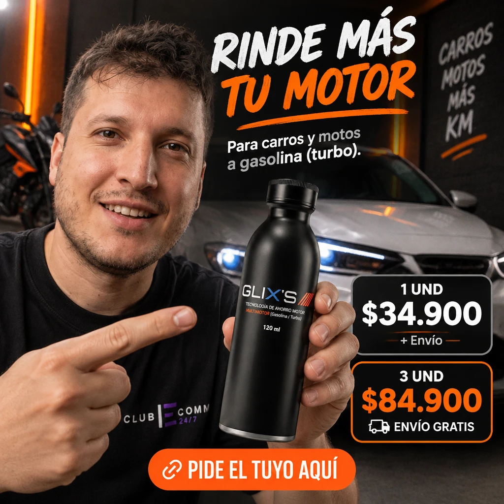 Anuncio cuadrado de GLIX'S: persona señalando la botella con precios y envío