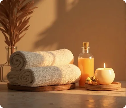 Spa oils and towels