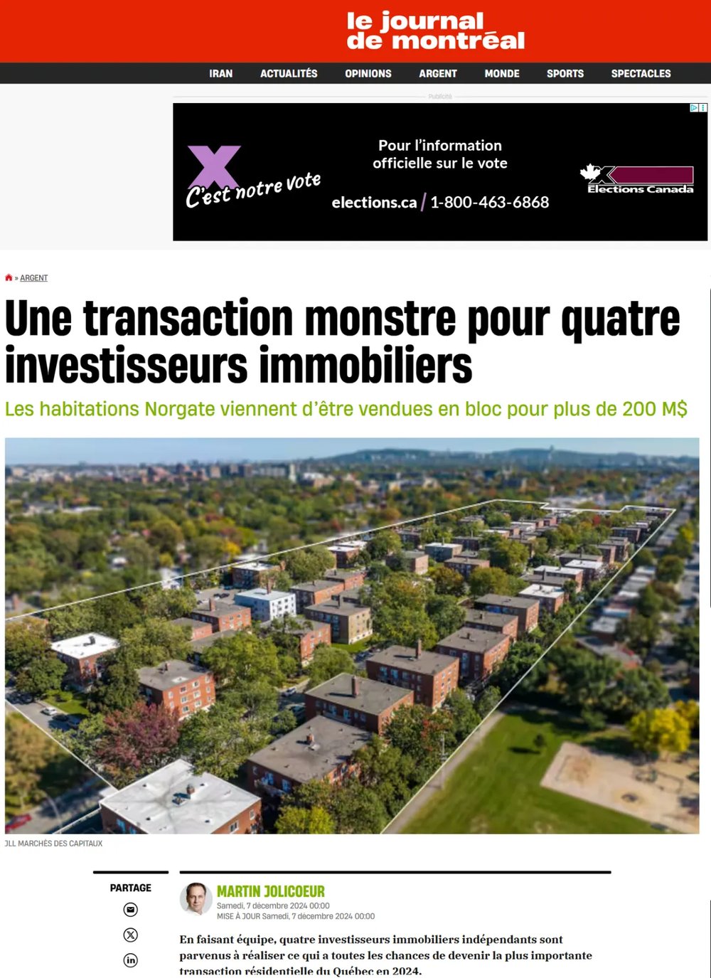 Une transaction monstre pour quatre investisseurs immobiliers — Le Journal de Montréal