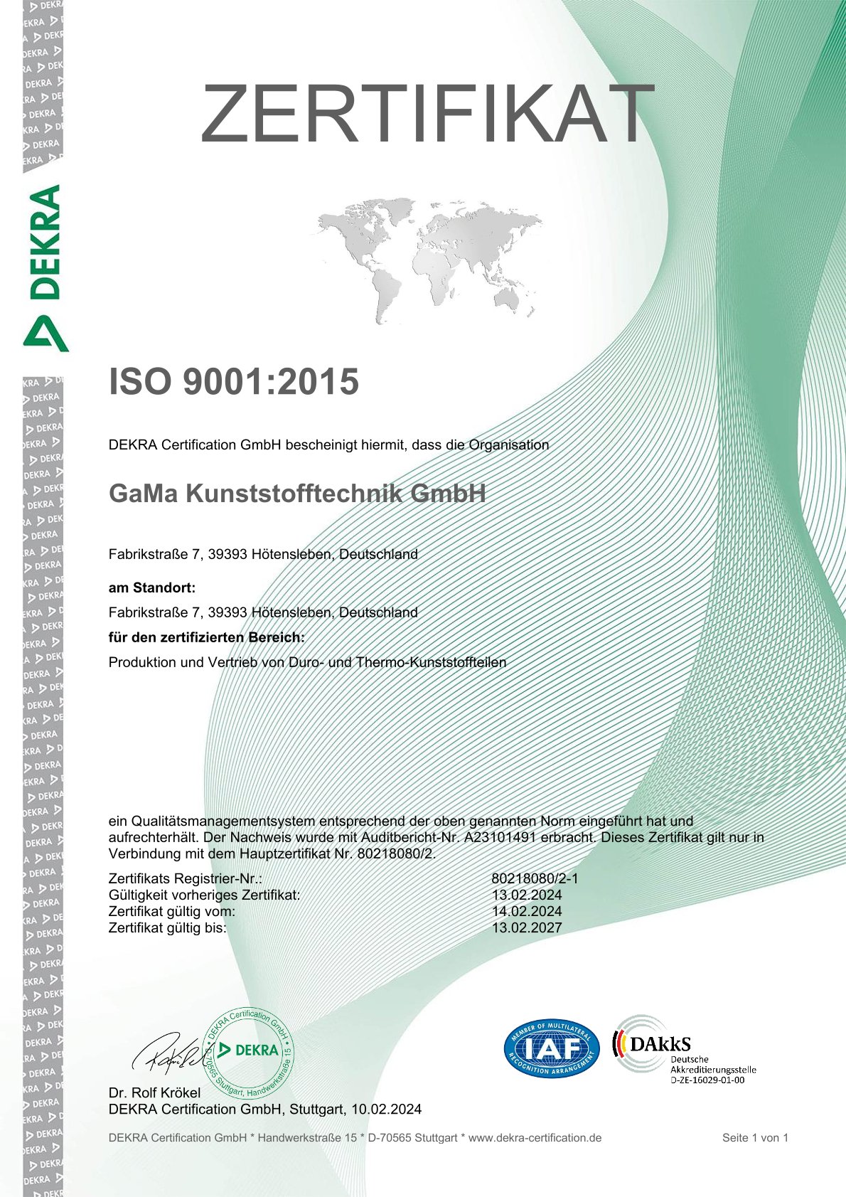 ISO 9001:2015 Zertifikat