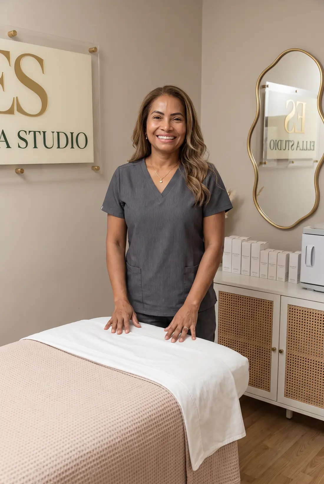 Elaine Aguiar in the Ella Studio treatment room in Stockwell