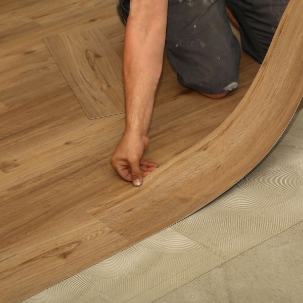 Vinyl plank flooring installation Dallas, TX in a stylish living room
