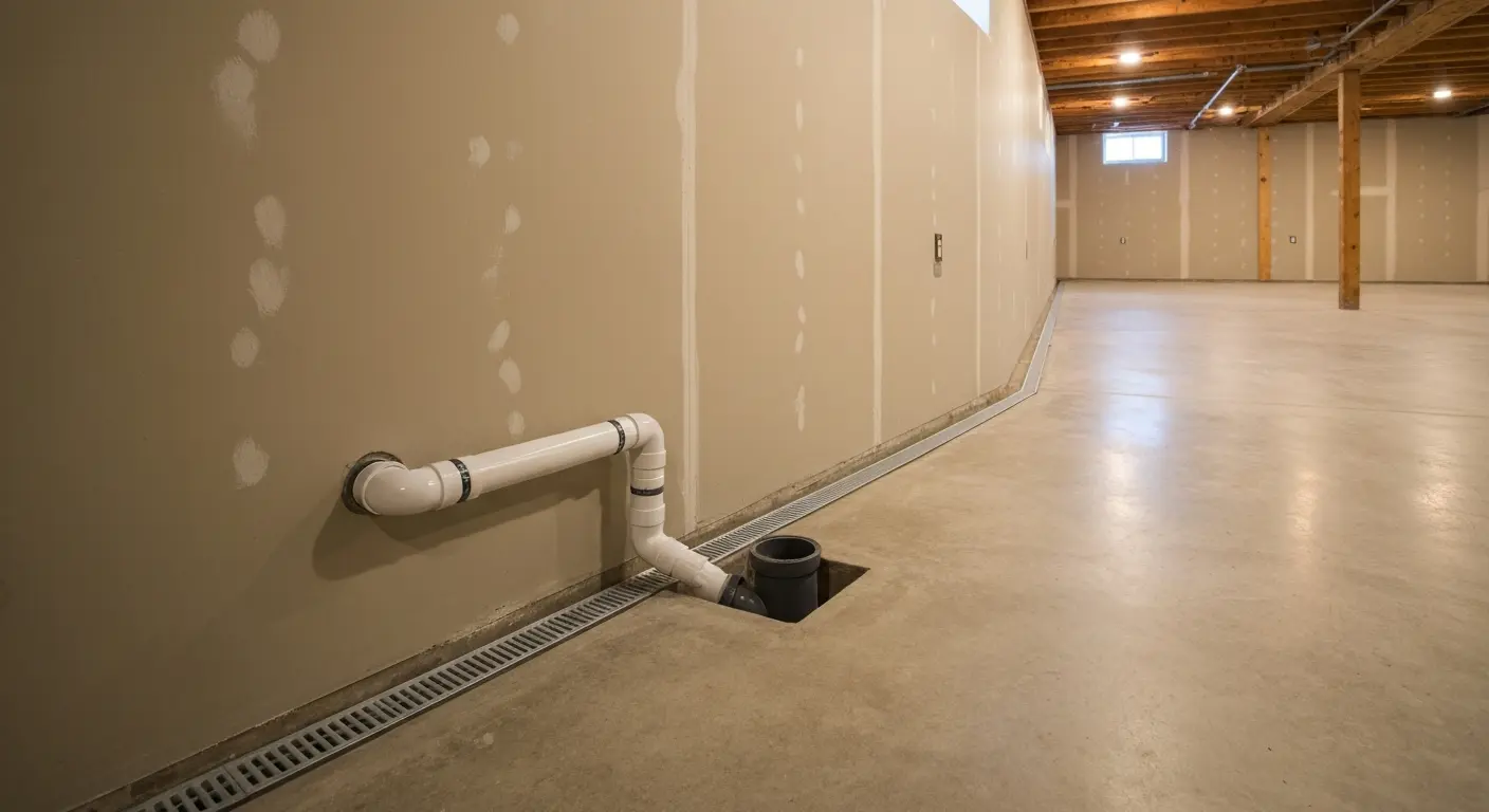 Interior drainage system installed along basement perimeter