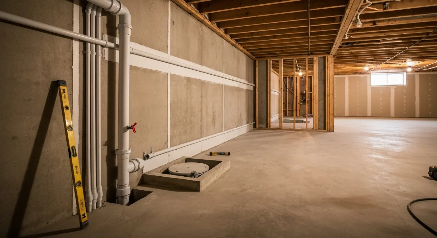 Basement waterproofing installation