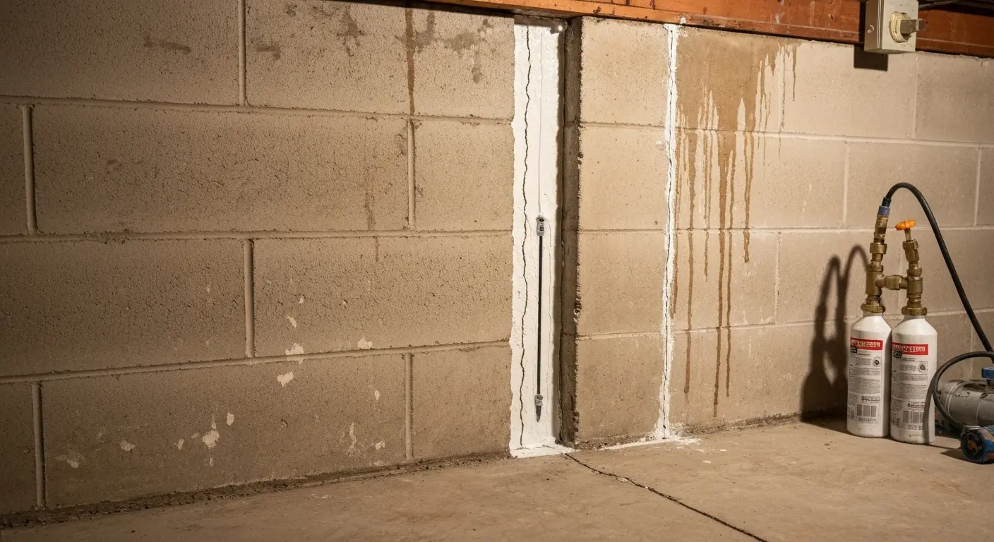 Foundation crack injection repair
