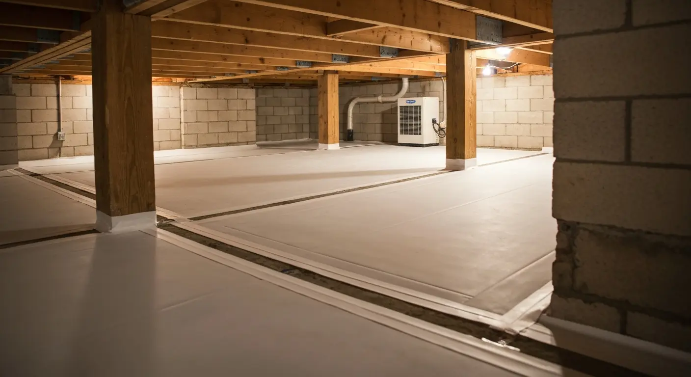 Crawl space encapsulation vapor barrier