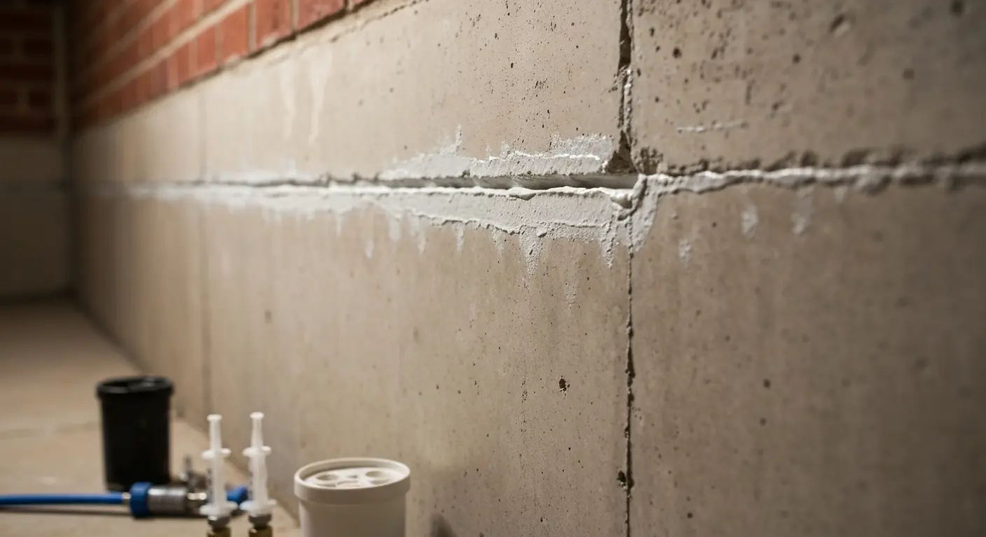 Foundation crack waterproofing repair