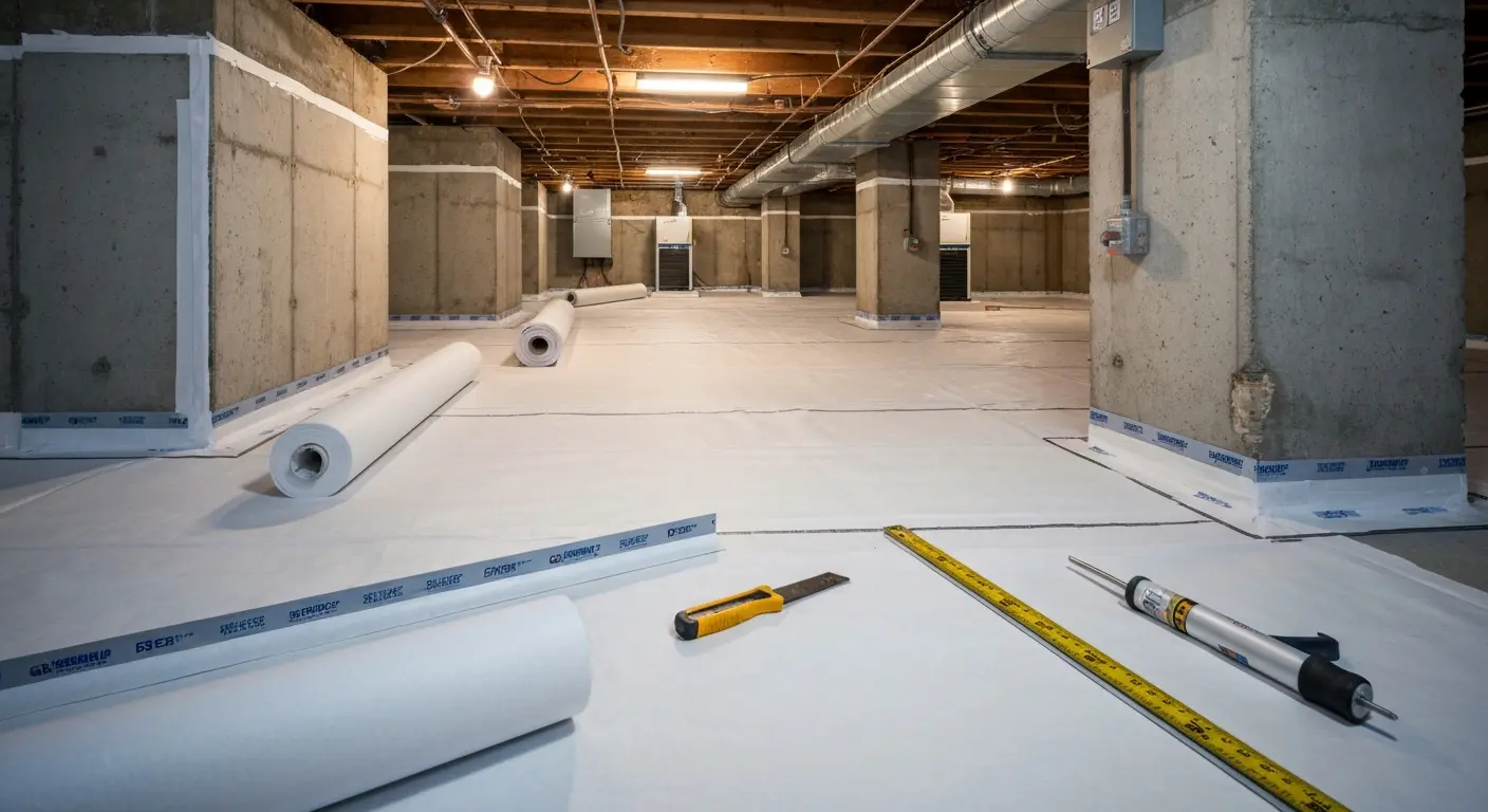 Crawl space waterproofing work