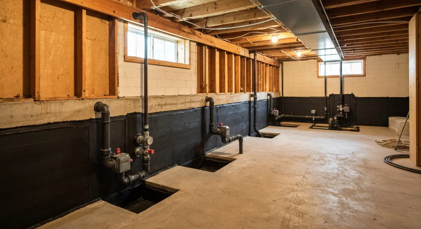 Basement waterproofing project