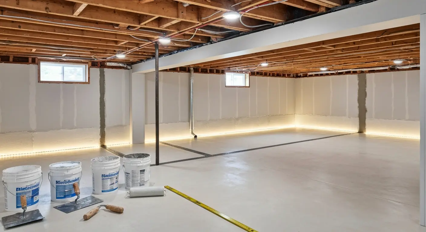 Basement waterproofing installation
