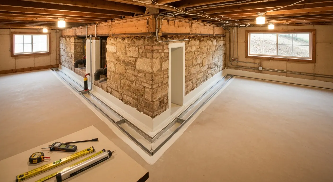 Basement waterproofing project