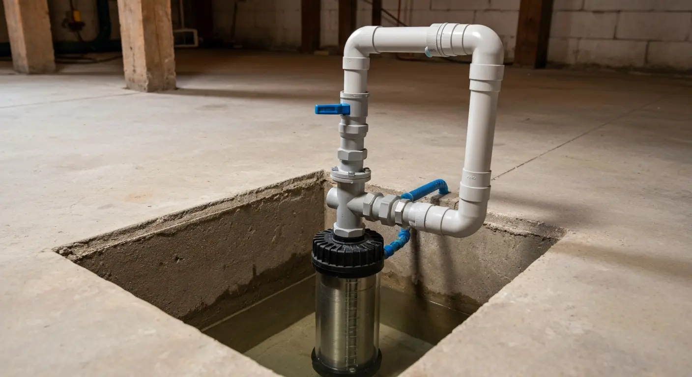 Sump pump installation detail