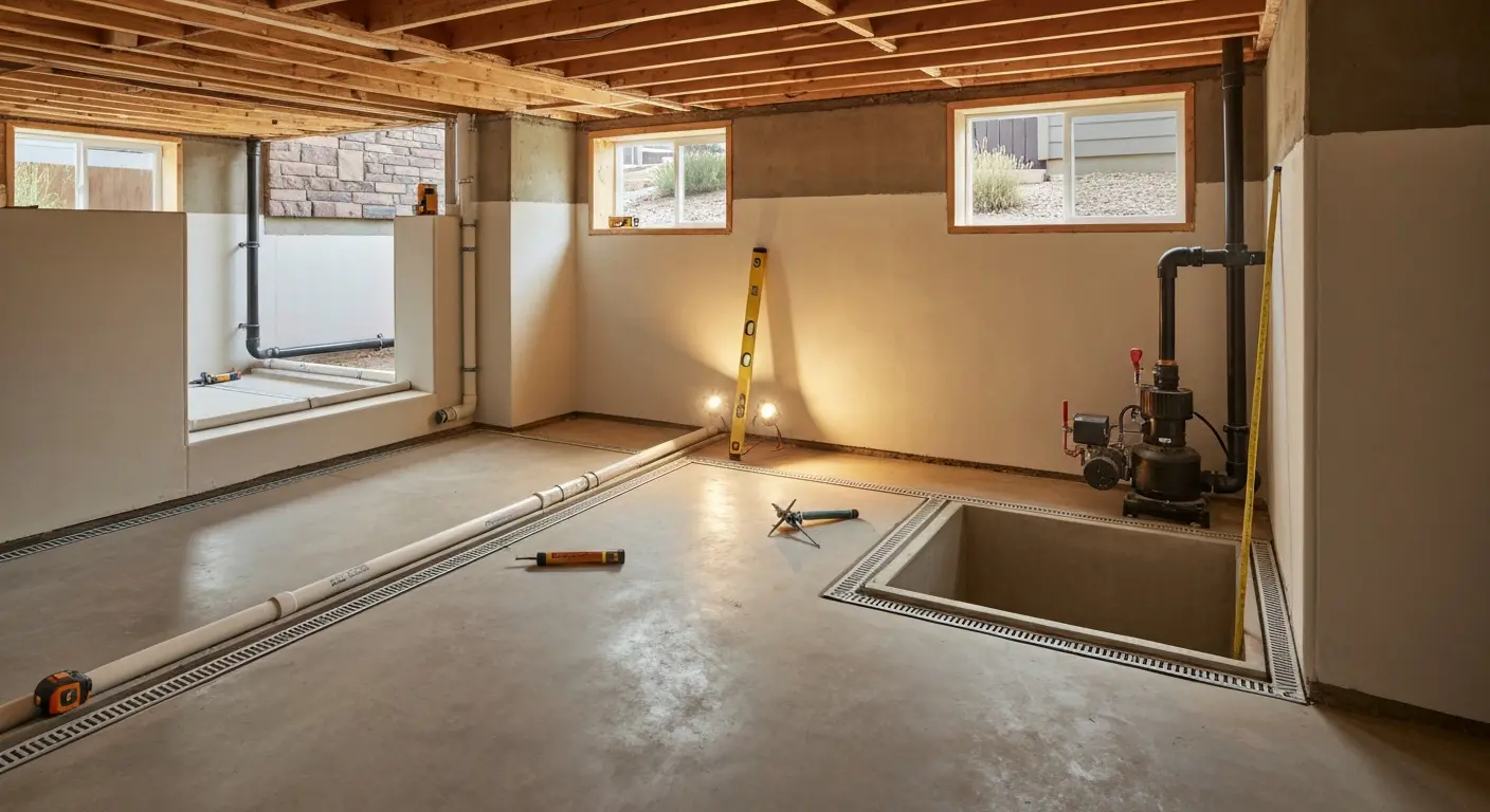 Basement waterproofing installation
