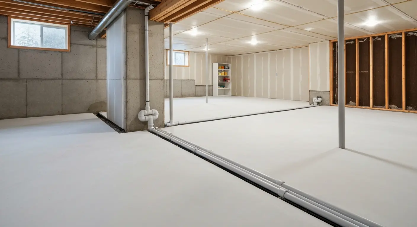 Basement waterproofing drainage system installation