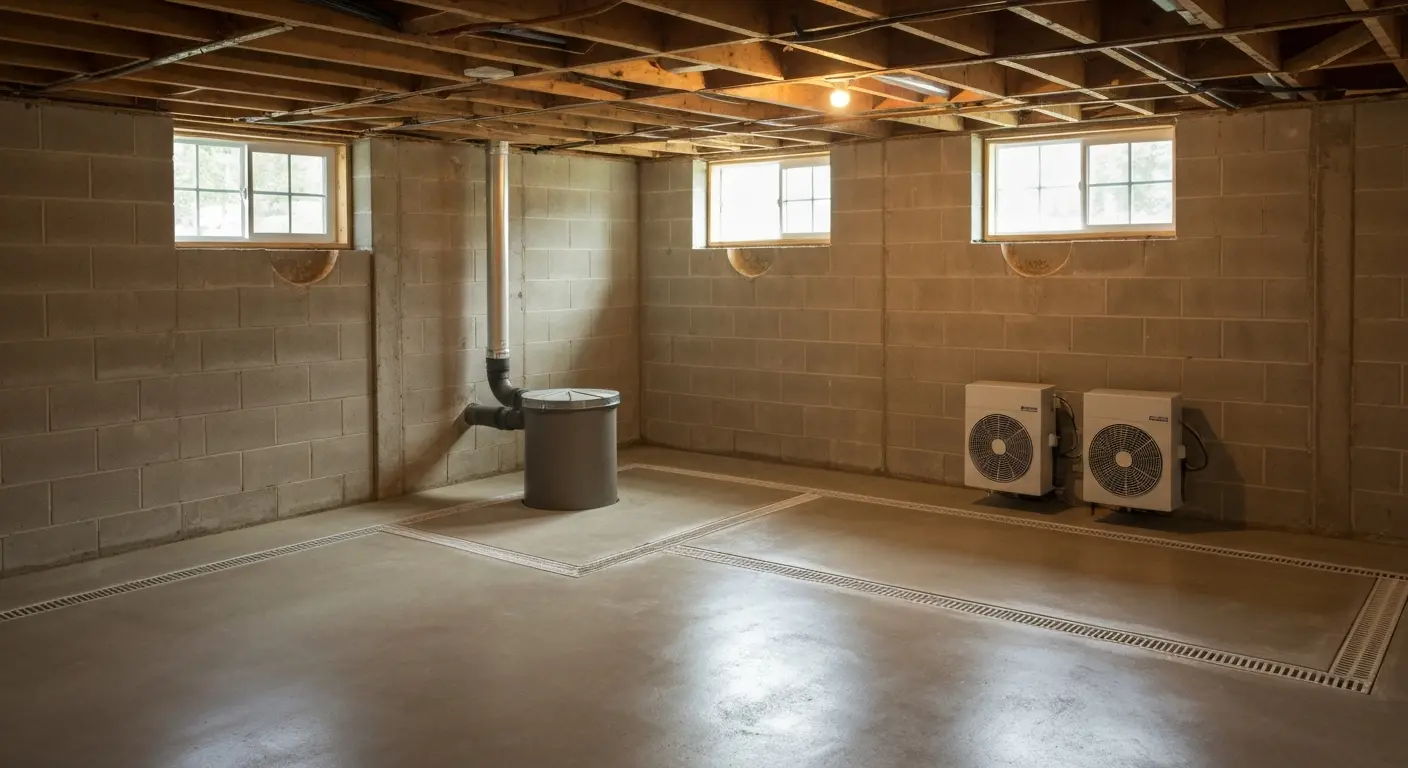 Basement waterproofing system installation