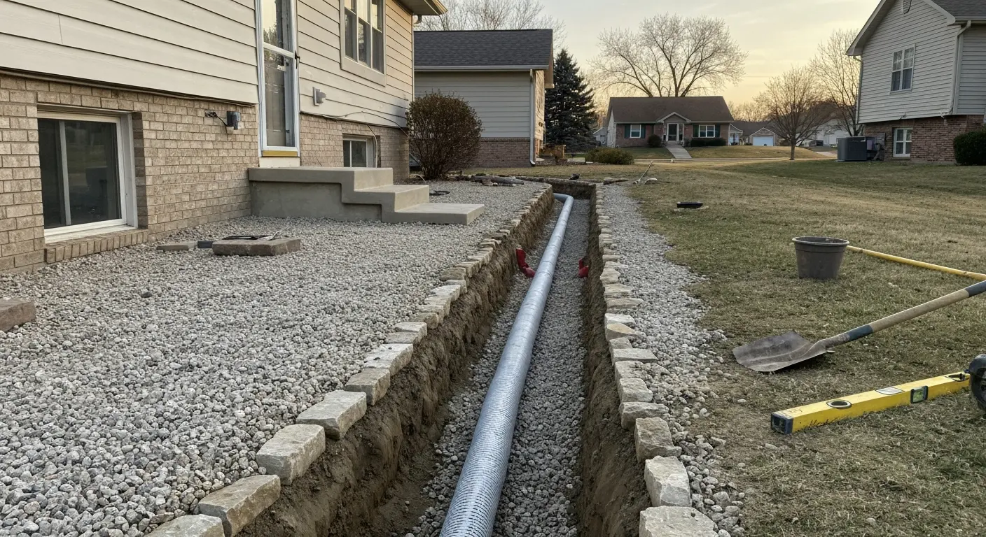 French drain installation
