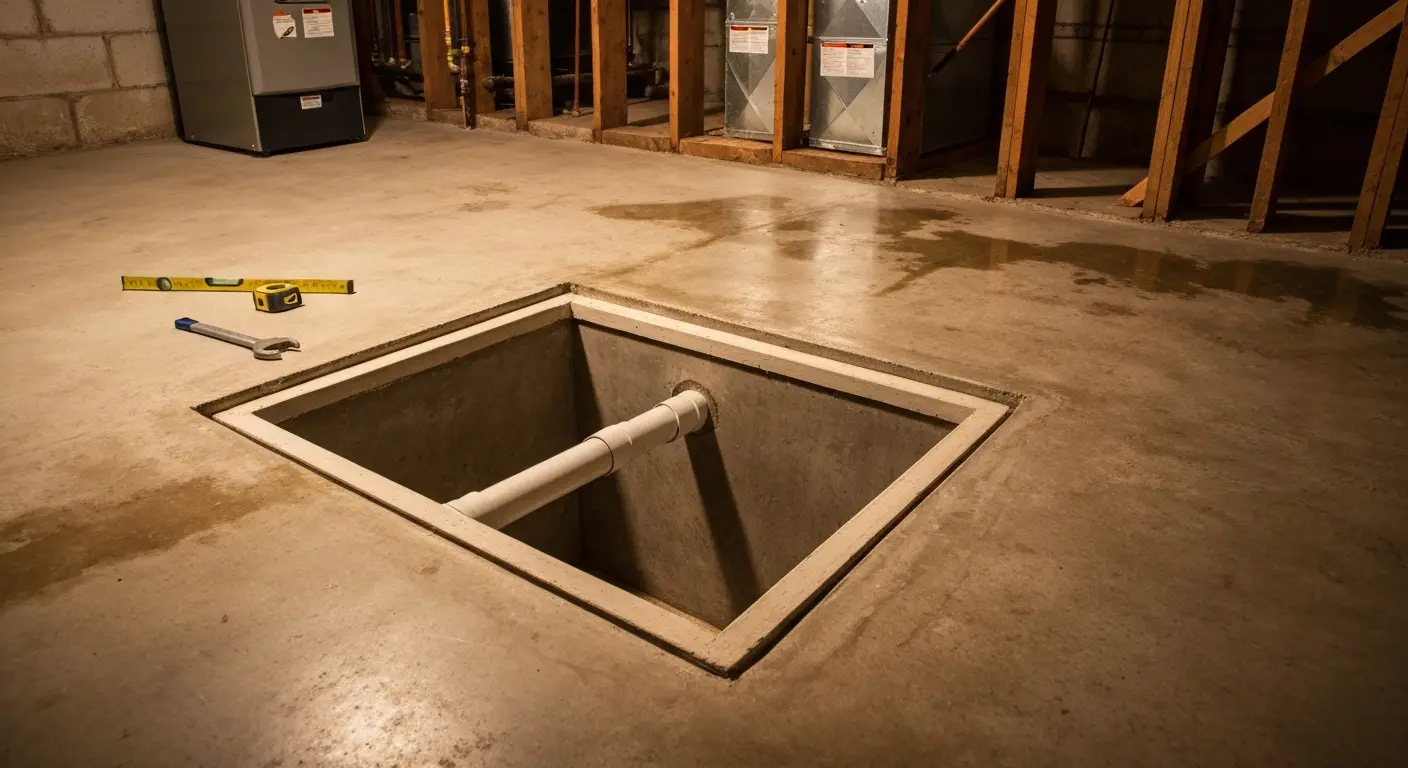 Sump pit installation in basement