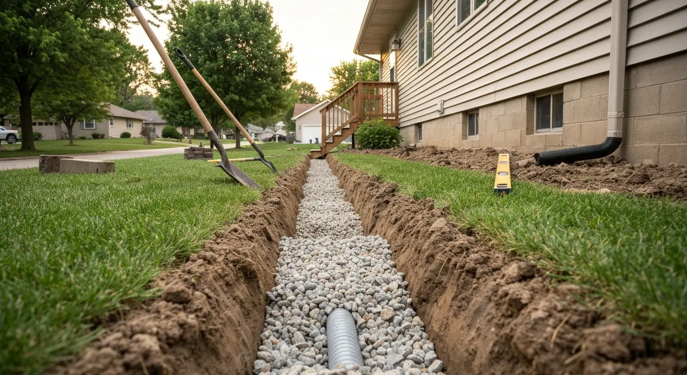 French drain installation