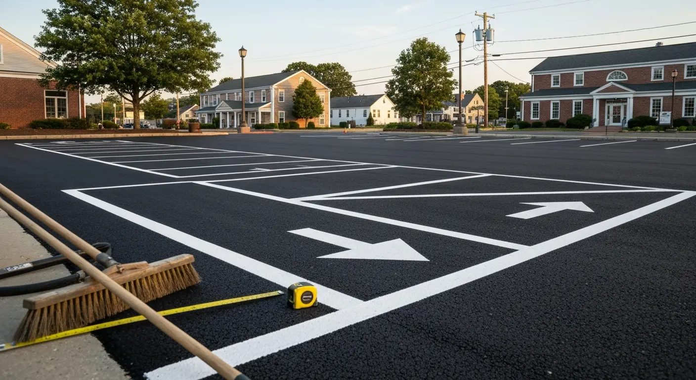 Freshly paved parking lot