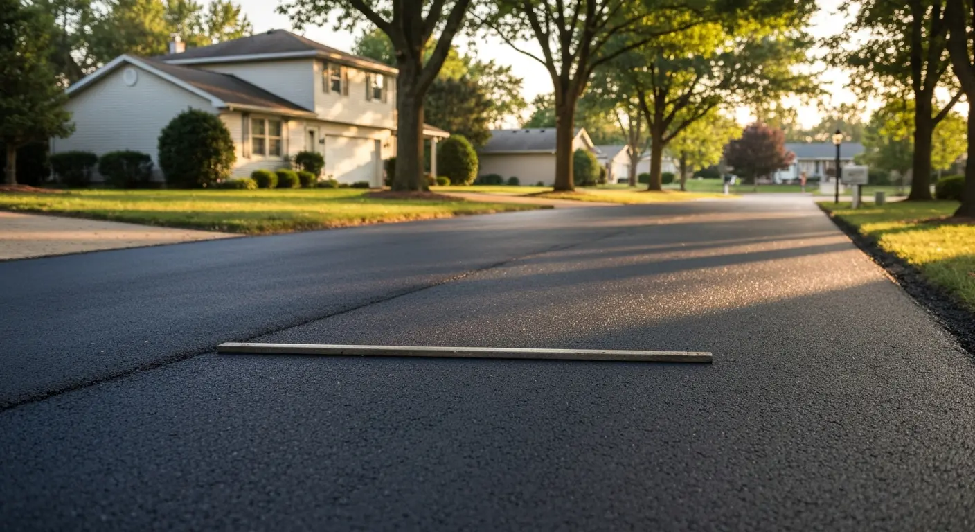 Fresh asphalt paving