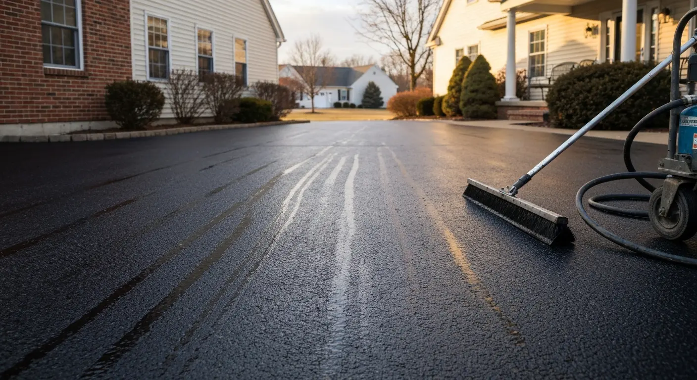 Asphalt sealcoating