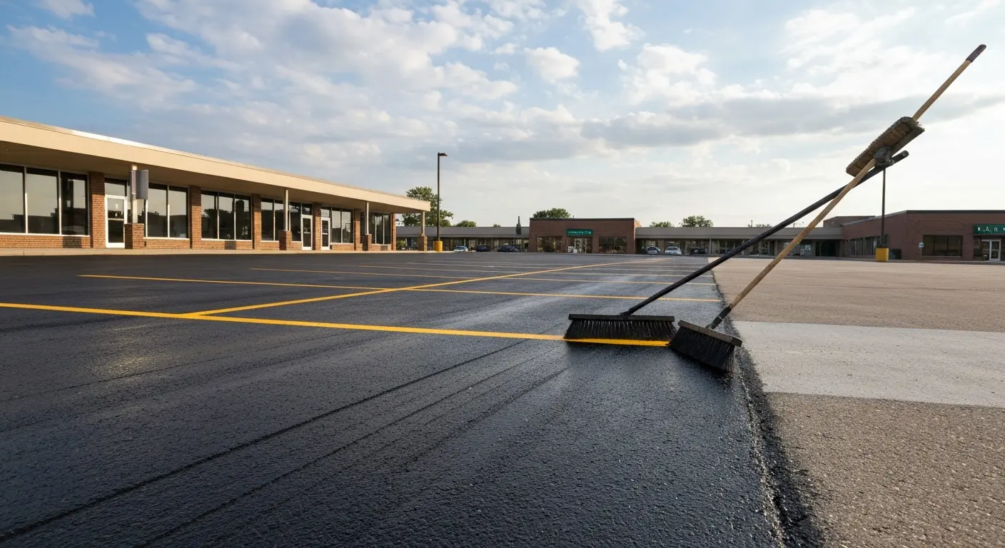 Asphalt sealcoating application