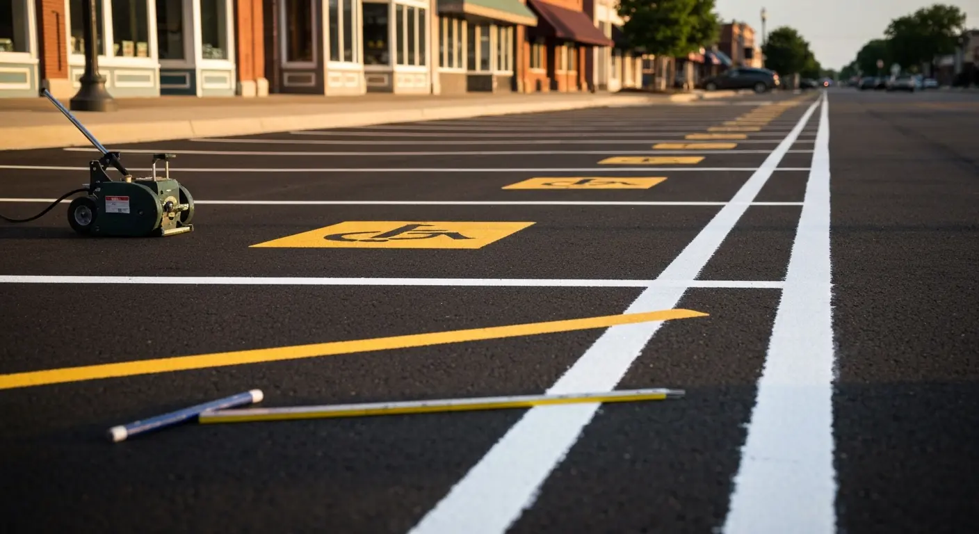 Parking lot line striping and ADA markings