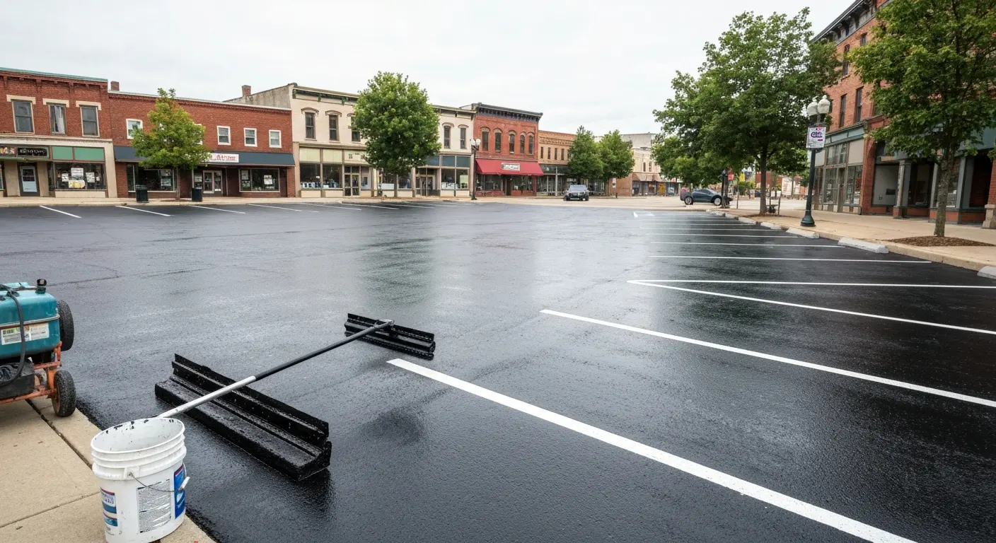 Asphalt sealcoating project