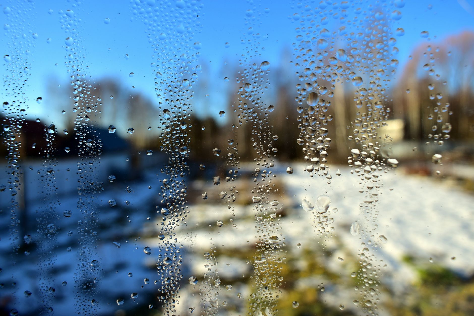 Kondenswasser am Fenster als Feuchtigkeitszeichen