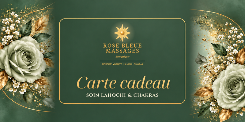 Carte cadeau Soin LaHoChi et Chakras, vert sauge et or