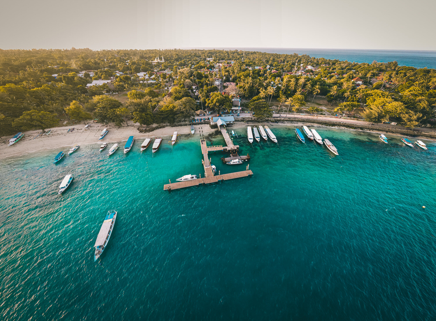 drone areal shot of gili island
