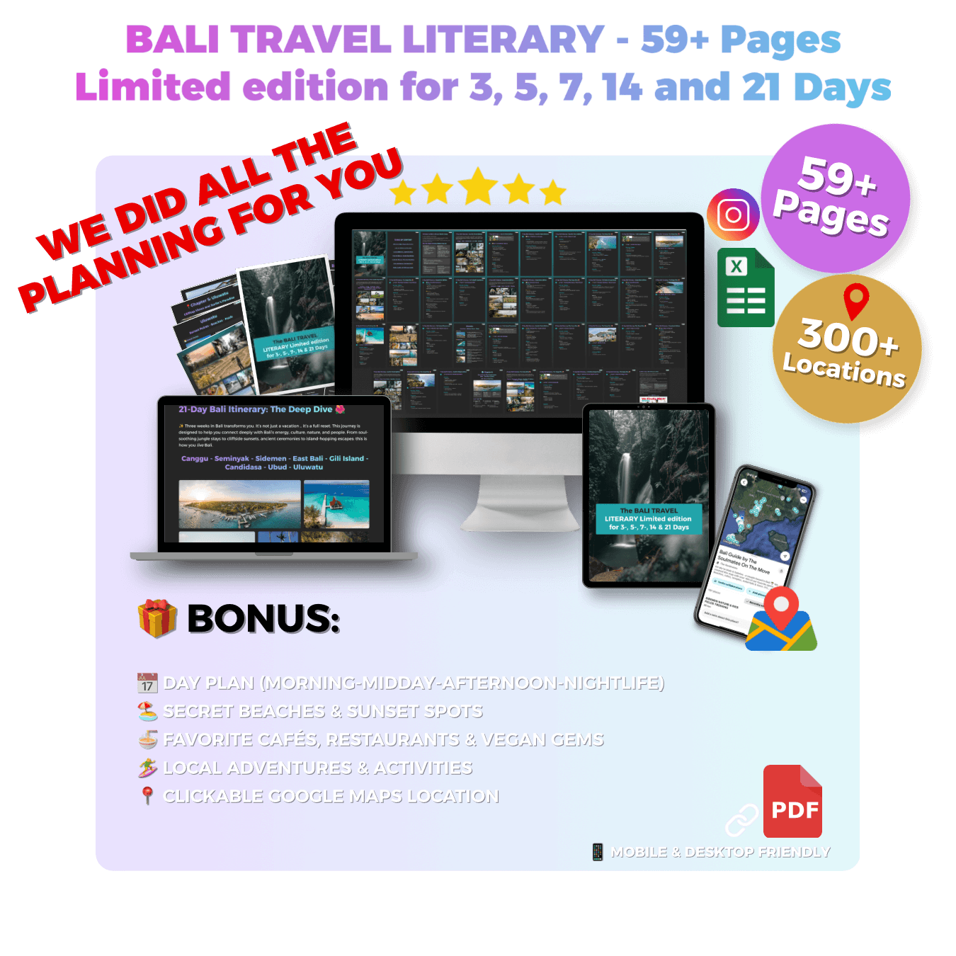 Bali travel literary for 7, 14, 21 days in bali