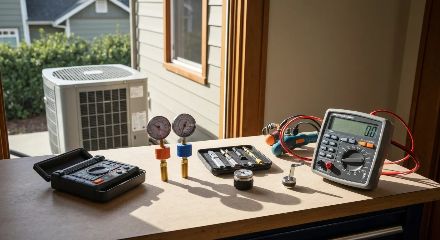 HVAC technician performing diagnostic