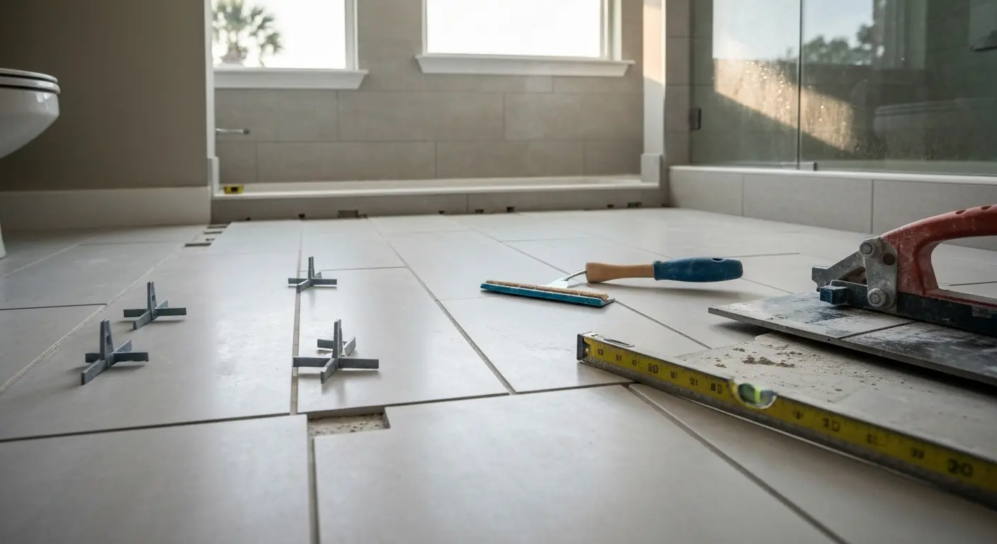 Bathroom tile flooring