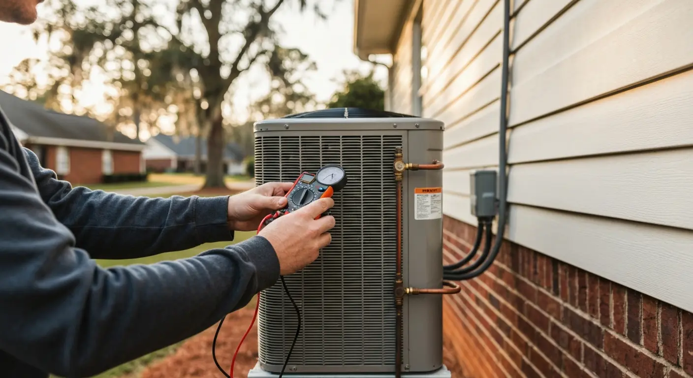 HVAC diagnostic test on outdoor unit