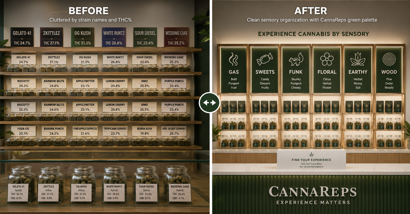 Before and after sensory-organised display