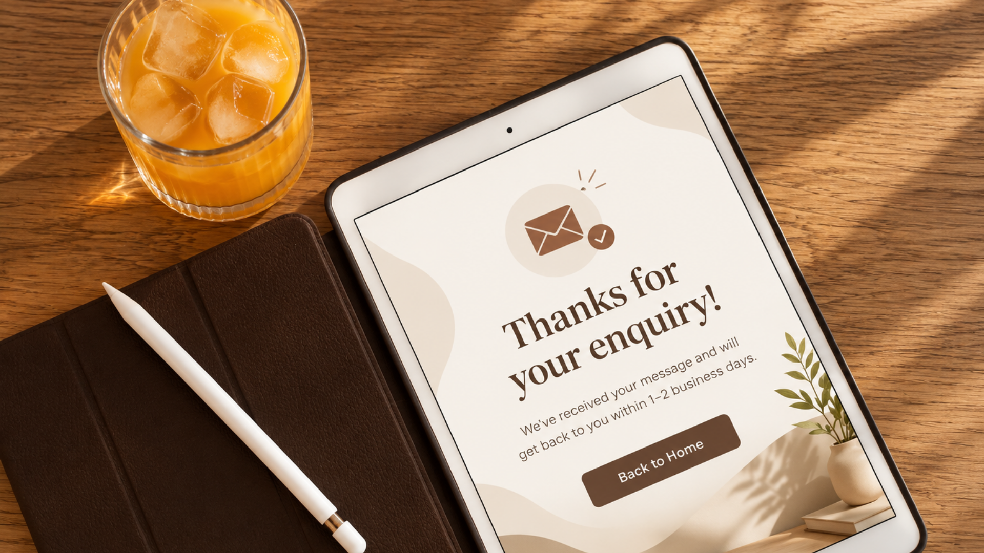 Enquiry thank you page with response time information