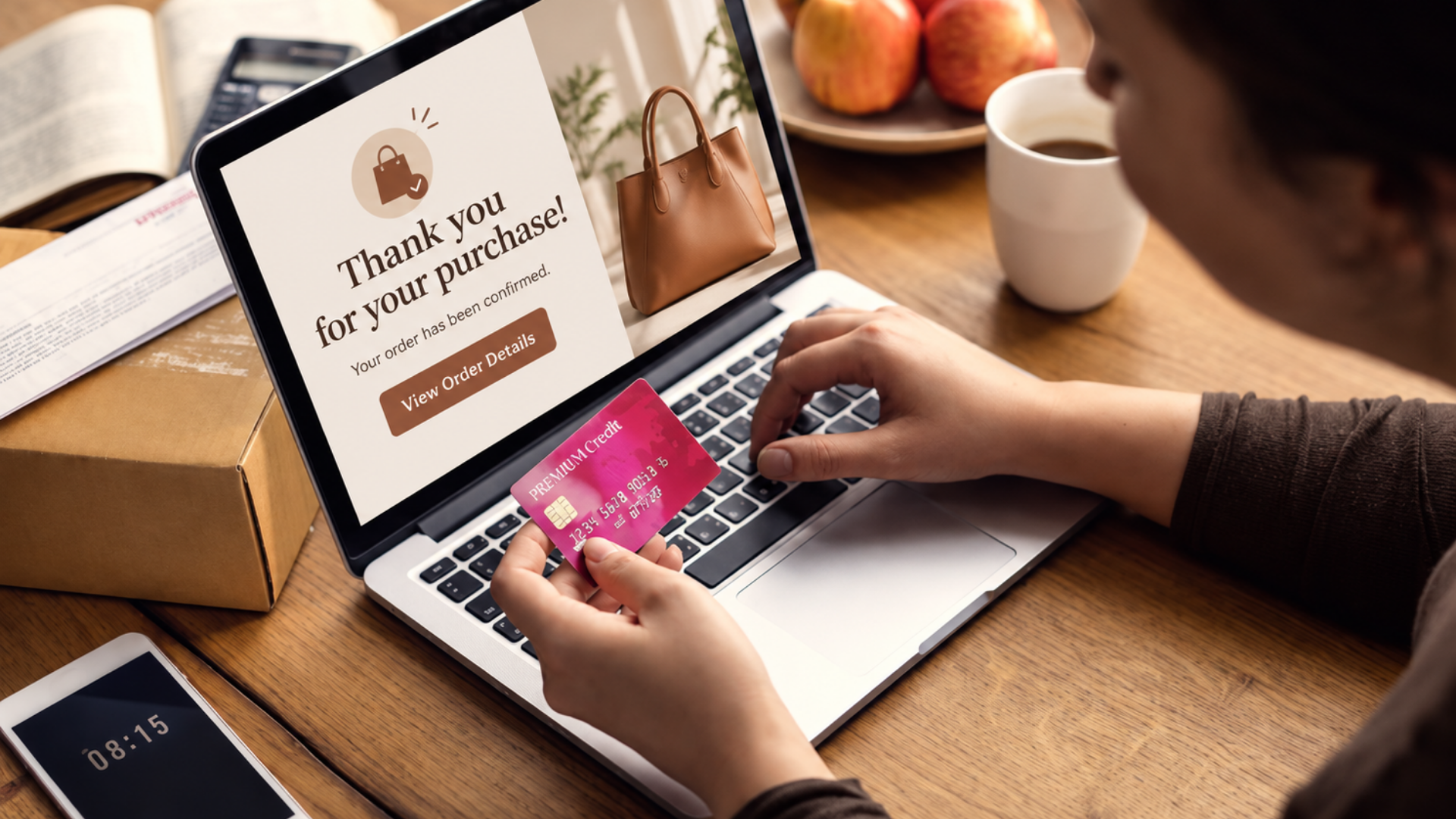 Purchase thank you page with order confirmation details