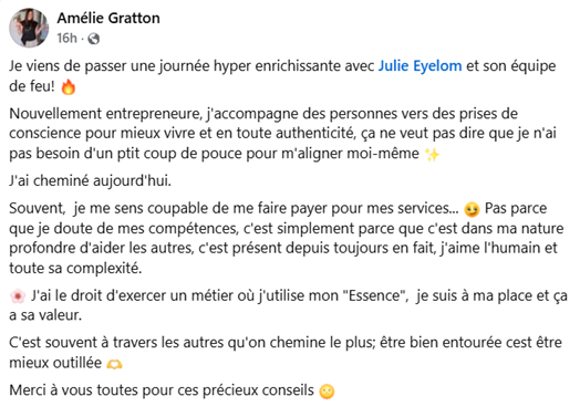 Témoignage écrit d’Amélie Gratton